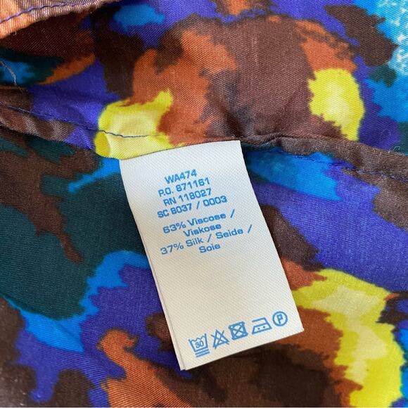Boden Silk Blend Multicolor Abstract Floral Print Top Blouse 3/4 Sleeve Size 4 - Picture 7 of 8